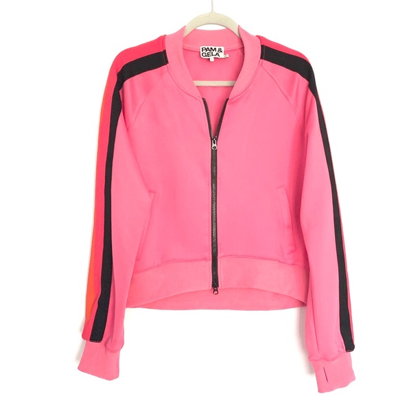 Pam & Gela Pink Crop Track Jacket / Side Stripes - Picture 3 of 11